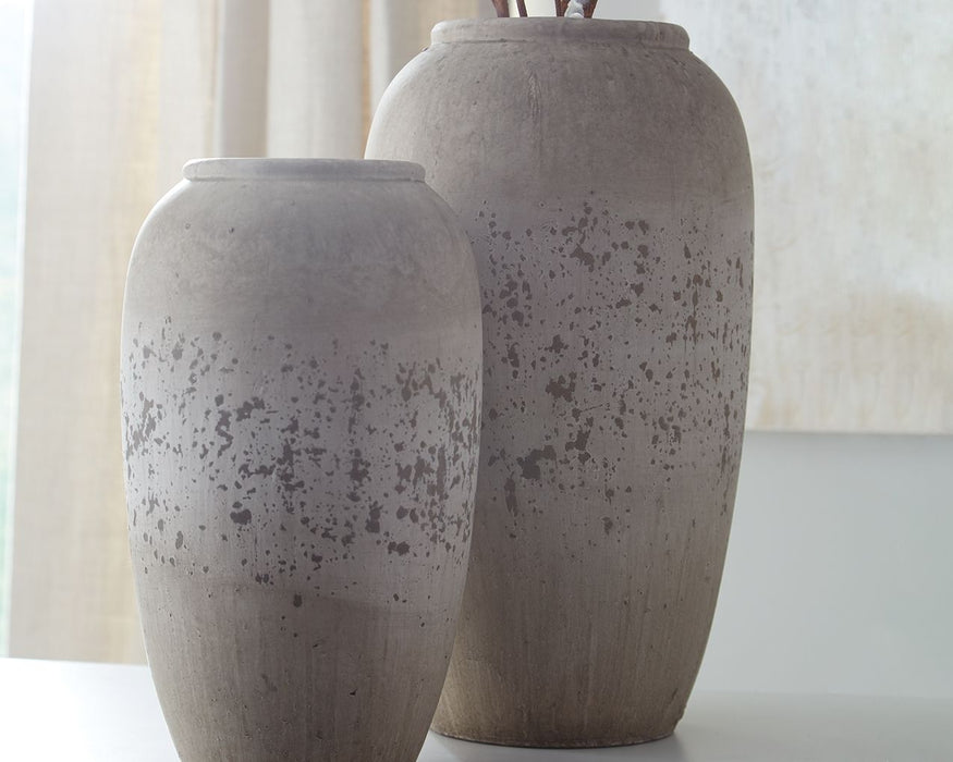 Dimitra - Brown / Cream - Vase Set (Set of 2) - Premium Vases & Jars from Signature Design by Ashley® - Just $98! Shop now at Furniture Wholesale Plus  We are the best furniture store in Nashville, Hendersonville, Goodlettsville, Madison, Antioch, Mount Juliet, Lebanon, Gallatin, Springfield, Murfreesboro, Franklin, Brentwood