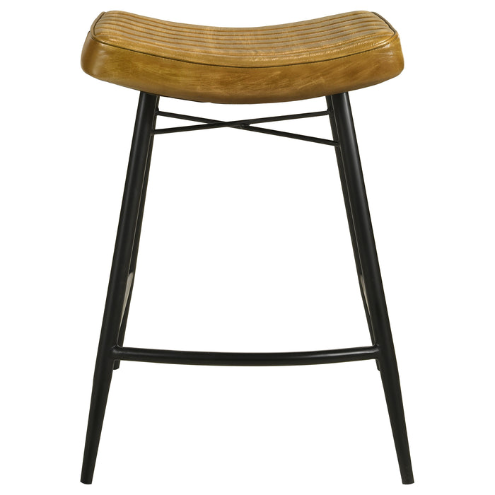 Bayu Leather Upholstered Saddle Seat Backless Counter Height Stool (Set of 2) - Premium Barstool from Coaster Z2 Standard - Just $174! Shop now at Furniture Wholesale Plus  We are the best furniture store in Nashville, Hendersonville, Goodlettsville, Madison, Antioch, Mount Juliet, Lebanon, Gallatin, Springfield, Murfreesboro, Franklin, Brentwood