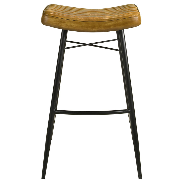 Bayu Leather Upholstered Saddle Seat Backless Bar Stool (Set of 2) - Premium Barstool from Coaster Z2 Standard - Just $190! Shop now at Furniture Wholesale Plus  We are the best furniture store in Nashville, Hendersonville, Goodlettsville, Madison, Antioch, Mount Juliet, Lebanon, Gallatin, Springfield, Murfreesboro, Franklin, Brentwood