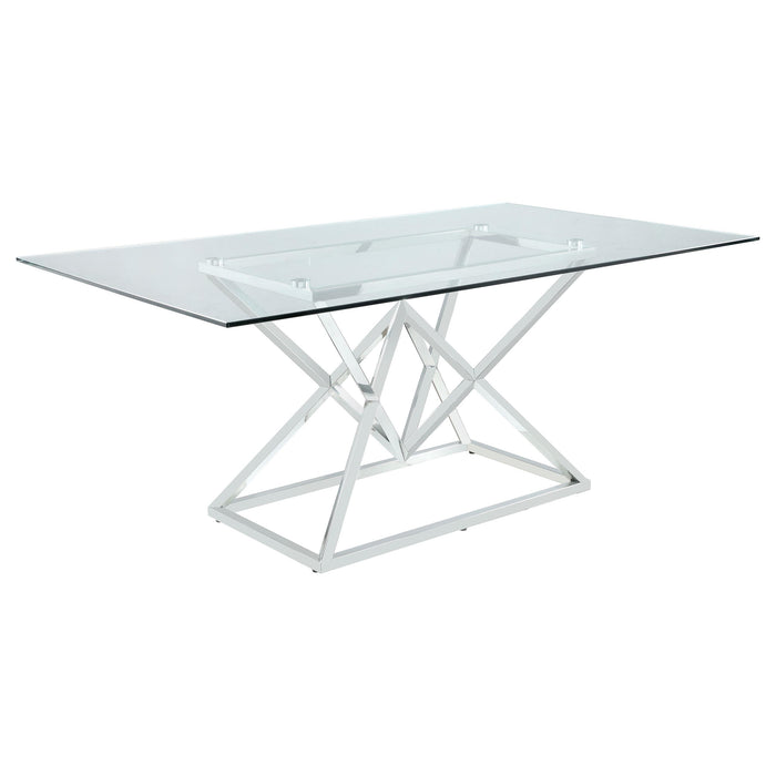 Beaufort Rectangle Glass Top Dining Table Chrome - Premium Dining Table from Coaster Z2 Standard - Just $822! Shop now at Furniture Wholesale Plus  We are the best furniture store in Nashville, Hendersonville, Goodlettsville, Madison, Antioch, Mount Juliet, Lebanon, Gallatin, Springfield, Murfreesboro, Franklin, Brentwood