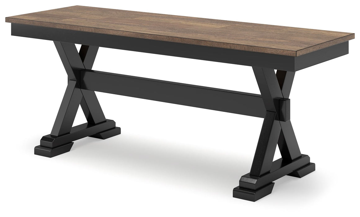 Wildenauer - Large Dining Room Bench - Brown / Black – Dining Benches by Signature Design by Ashley® at Furniture Wholesale Plus , Nashville furniture store