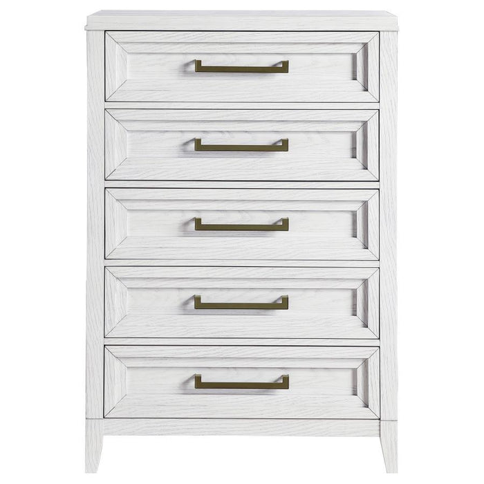 Marielle - 5-Drawer Bedroom Chest - Distressed White – Accent Chests by CoasterEveryday at Furniture Wholesale Plus , Nashville furniture store