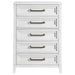 Marielle - 5-Drawer Bedroom Chest - Distressed White – Accent Chests by CoasterEveryday at Furniture Wholesale Plus , Nashville furniture store