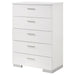Felicity - 5-Drawer Bedroom Chest - White High Gloss – Accent Chests by CoasterEssence at Furniture Wholesale Plus , Nashville furniture store