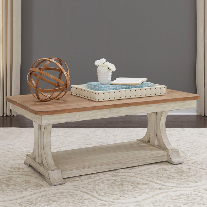 Farmhouse Reimagined - 3 Piece Table Set (1 Cocktail 2 End Tables) - Antique White / Chestnut Tops – Table Sets by Liberty Furniture at Furniture Wholesale Plus , Nashville furniture store