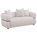 Jeanette - 73" Fabric Upholstered Round Arm Loveseat - Beige – Stationary Loveseats by Coaster Fine Furniture at Furniture Wholesale Plus , Nashville furniture store