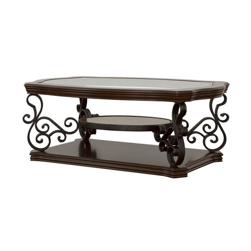 Laney - 1-Shelf Glass Top Rectangular Coffee Table - Deep Merlot – Coffee Tables by CoasterEssence at Furniture Wholesale Plus , Nashville furniture store