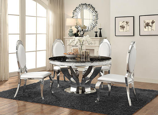 Anchorage - 5 Piece Round Stainless Steel Dining Set - Chrome – 5 Piece Dining Room Sets by CoasterElevations at Furniture Wholesale Plus , Nashville furniture store