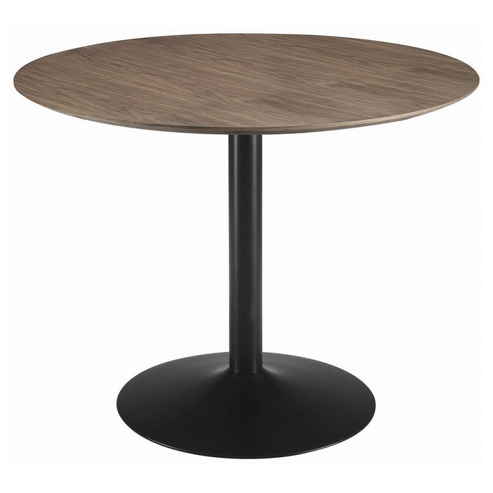 Cora Round Dining Table Walnut and Black - Premium Dining Table from Coaster Z2 Standard - Just $338! Shop now at Furniture Wholesale Plus  We are the best furniture store in Nashville, Hendersonville, Goodlettsville, Madison, Antioch, Mount Juliet, Lebanon, Gallatin, Springfield, Murfreesboro, Franklin, Brentwood