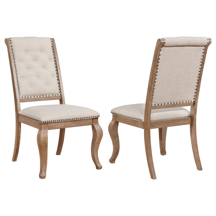 Brockway Tufted Side Chairs Cream and Barley Brown (Set of 2) - Premium Dining Chair from Coaster Z2 Standard - Just $184! Shop now at Furniture Wholesale Plus  We are the best furniture store in Nashville, Hendersonville, Goodlettsville, Madison, Antioch, Mount Juliet, Lebanon, Gallatin, Springfield, Murfreesboro, Franklin, Brentwood