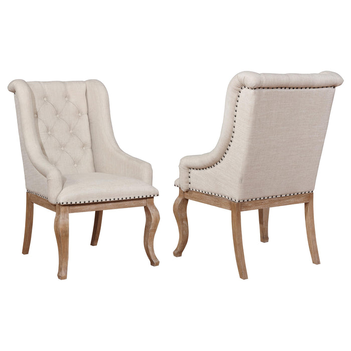 Brockway Tufted Arm Chairs Cream and Barley Brown (Set of 2) - Premium Dining Chair from Coaster Z2 Standard - Just $316! Shop now at Furniture Wholesale Plus  We are the best furniture store in Nashville, Hendersonville, Goodlettsville, Madison, Antioch, Mount Juliet, Lebanon, Gallatin, Springfield, Murfreesboro, Franklin, Brentwood