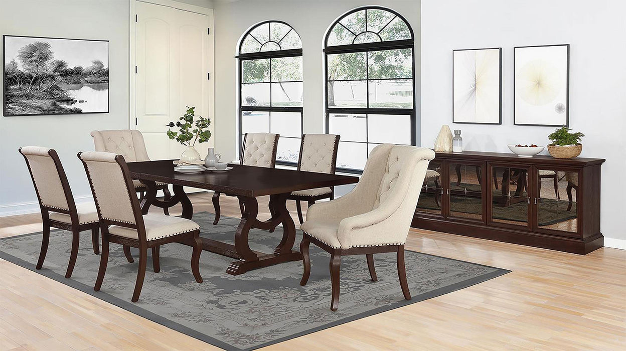 Brockway 7-Piece Rectangular Trestle Dining Set Antique java - Premium Dining Room Set from Coaster Z2 Standard - Just $2190! Shop now at Furniture Wholesale Plus  We are the best furniture store in Nashville, Hendersonville, Goodlettsville, Madison, Antioch, Mount Juliet, Lebanon, Gallatin, Springfield, Murfreesboro, Franklin, Brentwood