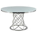 Irene Round Glass Top Dining Table White and Chrome - Premium Dining Table from Coaster Z2 Standard - Just $886! Shop now at Furniture Wholesale Plus  We are the best furniture store in Nashville, Hendersonville, Goodlettsville, Madison, Antioch, Mount Juliet, Lebanon, Gallatin, Springfield, Murfreesboro, Franklin, Brentwood