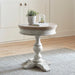 Heartland - Round Pedestal Chair Side Table - Antique White / Tobacco Tops – Chair Side Tables by Liberty Furniture at Furniture Wholesale Plus , Nashville furniture store
