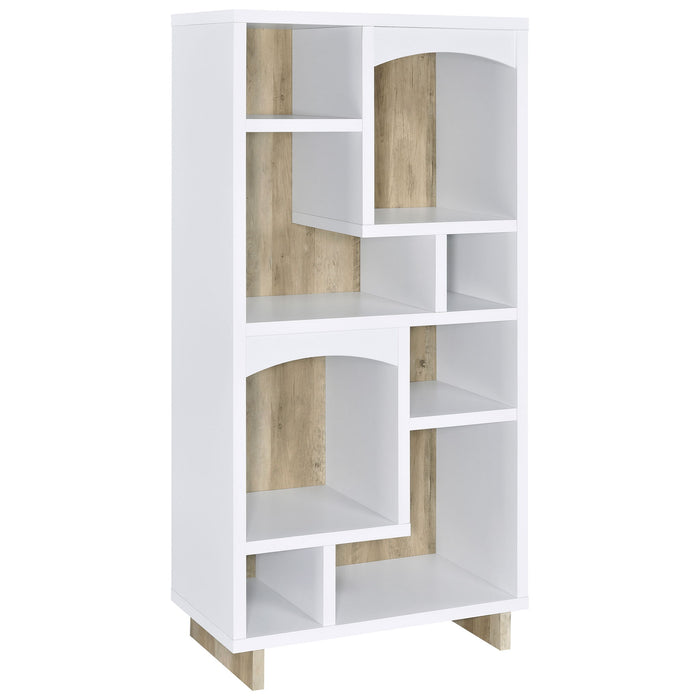 Dalton - 6-Shelf Bookcase - White And Distressed Pine – Standard Bookcases by CoasterEveryday at Furniture Wholesale Plus , Nashville furniture store