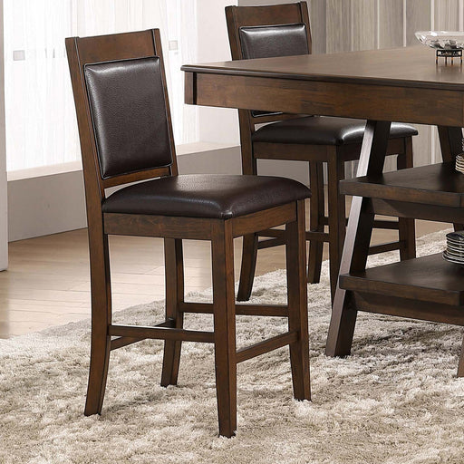 Dewey Upholstered Counter Height Chairs with Footrest (Set of 2) Brown and Walnut - Premium Barstool from Coaster Z2 Standard - Just $112! Shop now at Furniture Wholesale Plus  We are the best furniture store in Nashville, Hendersonville, Goodlettsville, Madison, Antioch, Mount Juliet, Lebanon, Gallatin, Springfield, Murfreesboro, Franklin, Brentwood