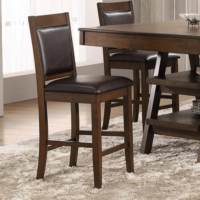 Dewey Upholstered Counter Height Chairs with Footrest (Set of 2) Brown and Walnut - Premium Barstool from Coaster Z2 Standard - Just $112! Shop now at Furniture Wholesale Plus  We are the best furniture store in Nashville, Hendersonville, Goodlettsville, Madison, Antioch, Mount Juliet, Lebanon, Gallatin, Springfield, Murfreesboro, Franklin, Brentwood