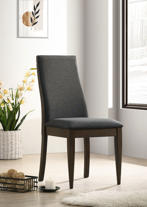 Wes Upholstered Side Chair (Set of 2) Grey and Dark Walnut - Premium Dining Chair from Coaster Z2 Standard - Just $130! Shop now at Furniture Wholesale Plus  We are the best furniture store in Nashville, Hendersonville, Goodlettsville, Madison, Antioch, Mount Juliet, Lebanon, Gallatin, Springfield, Murfreesboro, Franklin, Brentwood