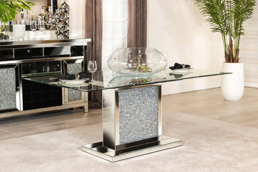 Marilyn Pedestal Rectangle Glass Top Dining Table Mirror - Premium Dining Table from Coaster Z2 Standard - Just $1158! Shop now at Furniture Wholesale Plus  We are the best furniture store in Nashville, Hendersonville, Goodlettsville, Madison, Antioch, Mount Juliet, Lebanon, Gallatin, Springfield, Murfreesboro, Franklin, Brentwood