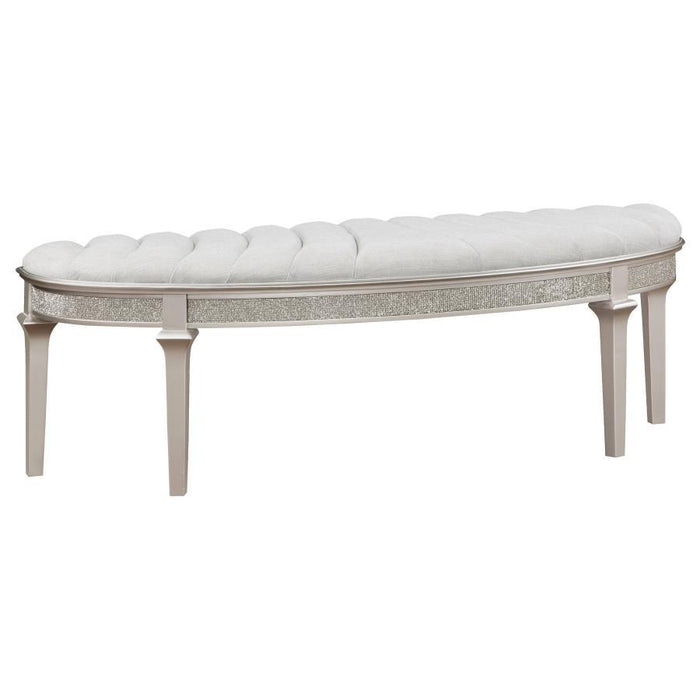 Evangeline - Curved Fabric Upholstered Bench - Silver Oak – Upholstered Benches by Coaster Fine Furniture at Furniture Wholesale Plus , Nashville furniture store