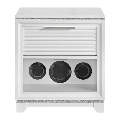 Denmark - 1-Drawer Nightstand With Speaker And USB - White – Nightstands w/ Charging Stations by Elements International at Furniture Wholesale Plus , Nashville furniture store