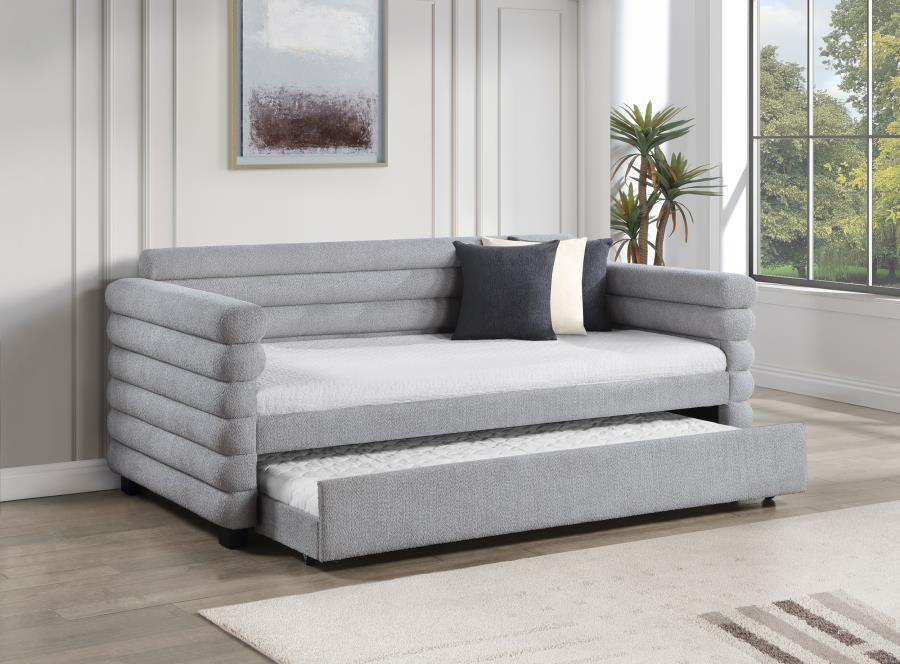 Patricia - Boucle Upholstered Day Bed With Trundle – Daybeds by CoasterEveryday at Furniture Wholesale Plus , Nashville furniture store