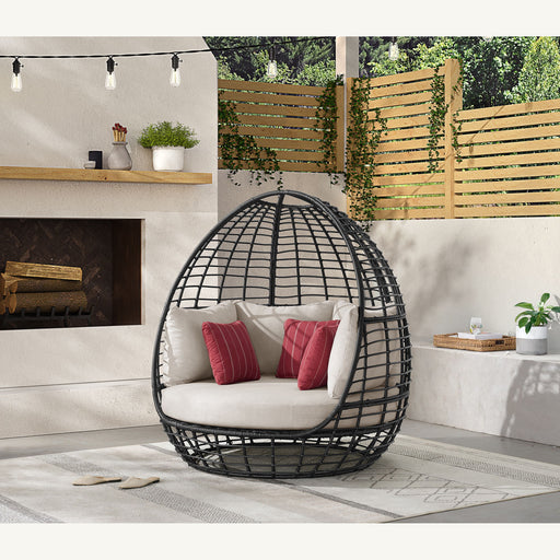 Playa - Twin Egg Chair With 3 Pillows - Dark Gray / Beige – Patio Swings by Elements International at Furniture Wholesale Plus , Nashville furniture store