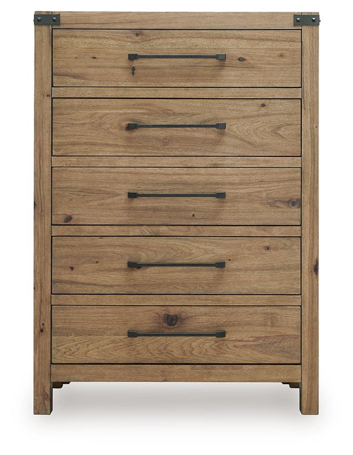 Ridgester - Five Drawer Chest - Light Brown – Accent Chests by Benchcraft® at Furniture Wholesale Plus , Nashville furniture store