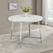 Alcott Round Faux Carrara Marble Top Dining Table Chrome - Premium Dining Table from Coaster Z2 Standard - Just $238! Shop now at Furniture Wholesale Plus  We are the best furniture store in Nashville, Hendersonville, Goodlettsville, Madison, Antioch, Mount Juliet, Lebanon, Gallatin, Springfield, Murfreesboro, Franklin, Brentwood