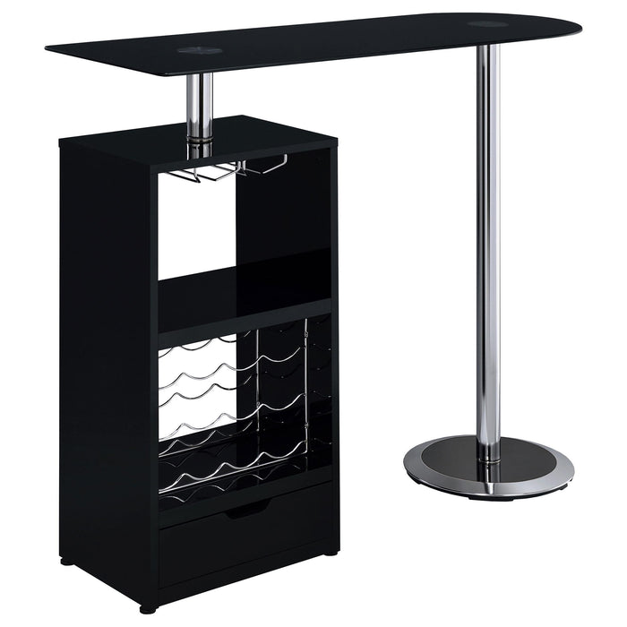 Koufax 1-drawer Bar Table Glossy Black - Premium Counter Height Table from Coaster Z2 Standard - Just $250! Shop now at Furniture Wholesale Plus  We are the best furniture store in Nashville, Hendersonville, Goodlettsville, Madison, Antioch, Mount Juliet, Lebanon, Gallatin, Springfield, Murfreesboro, Franklin, Brentwood