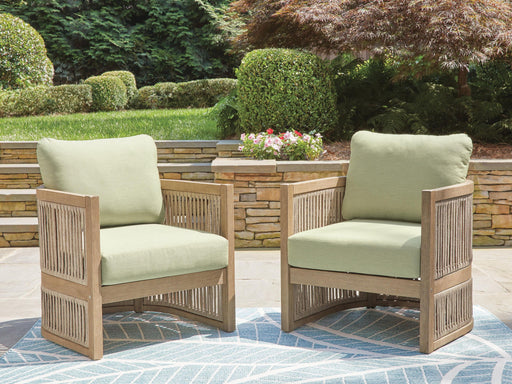 Serena Shores - Lounge Chair With Cushion (Set of 2) - Beige / Green – Chair Sets by Signature Design by Ashley® at Furniture Wholesale Plus , Nashville furniture store