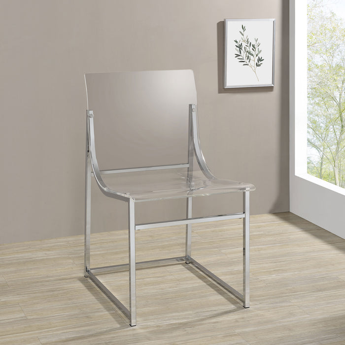 Adino Acrylic Dining Side Chair Clear and Chrome - Premium Dining Chair from Coaster Z2 Standard - Just $182! Shop now at Furniture Wholesale Plus  We are the best furniture store in Nashville, Hendersonville, Goodlettsville, Madison, Antioch, Mount Juliet, Lebanon, Gallatin, Springfield, Murfreesboro, Franklin, Brentwood