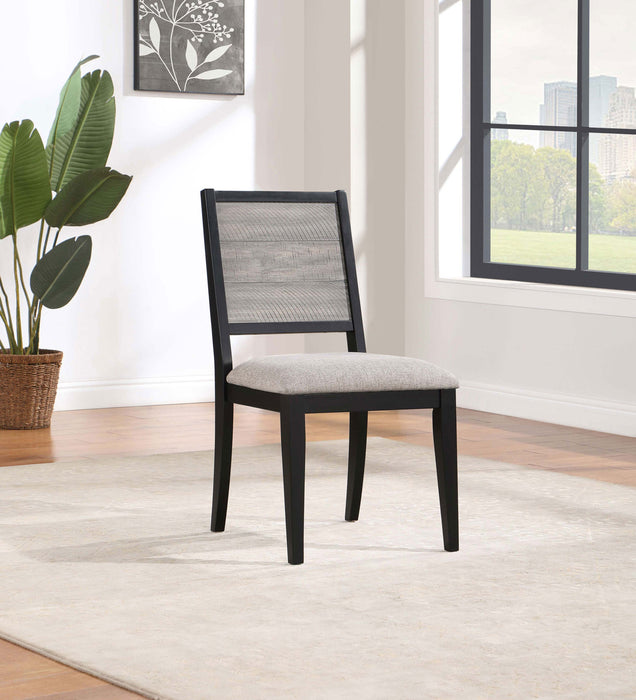 Elodie Upholstered Padded Seat Dining Side Chair Dove Grey and Black (Set of 2) - Premium Dining Chair from Coaster Z2 Standard - Just $110! Shop now at Furniture Wholesale Plus  We are the best furniture store in Nashville, Hendersonville, Goodlettsville, Madison, Antioch, Mount Juliet, Lebanon, Gallatin, Springfield, Murfreesboro, Franklin, Brentwood