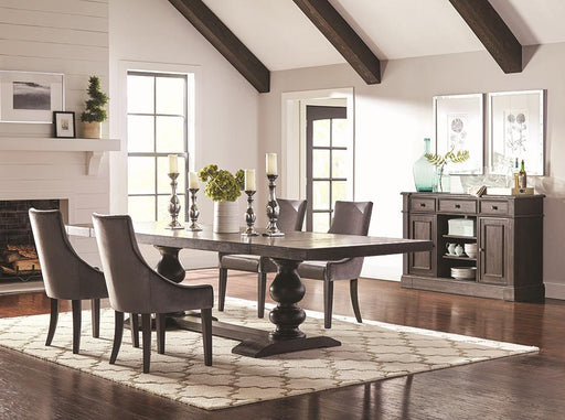 Phelps 5-Piece Rectangular Trestle Dining Set Antique Noir and Grey - Premium Dining Room Set from Coaster Z2 Standard - Just $1858! Shop now at Furniture Wholesale Plus  We are the best furniture store in Nashville, Hendersonville, Goodlettsville, Madison, Antioch, Mount Juliet, Lebanon, Gallatin, Springfield, Murfreesboro, Franklin, Brentwood