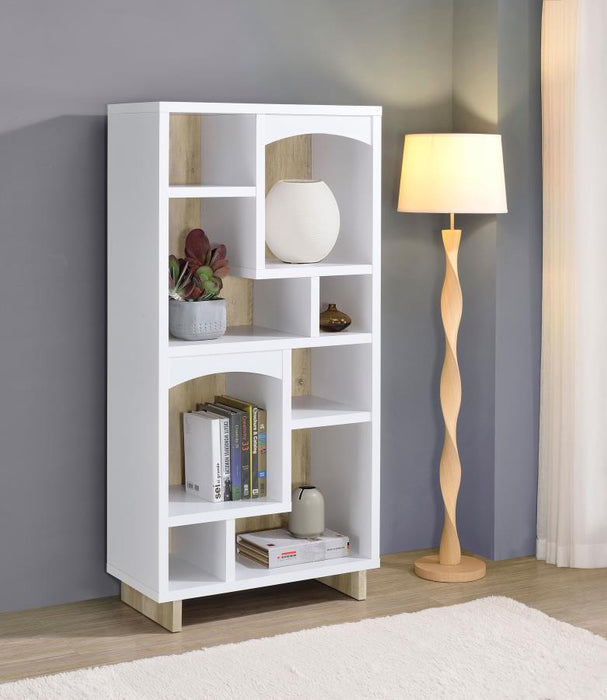 Dalton - 6-Shelf Bookcase - White And Distressed Pine – Standard Bookcases by CoasterEveryday at Furniture Wholesale Plus , Nashville furniture store