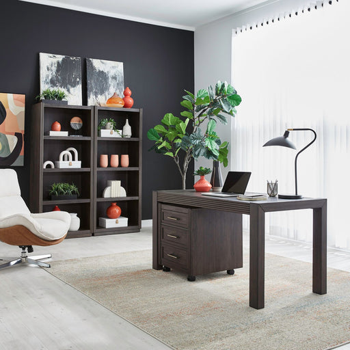 Modern Edge - 4 Piece Desk Set - Caffe – 4 Piece Home Office Sets by Liberty Furniture at Furniture Wholesale Plus , Nashville furniture store