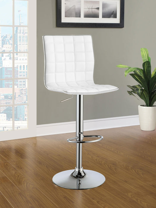 Ashbury Upholstered Adjustable Bar Stools White and Chrome (Set of 2) - Premium Barstool from Coaster Z2 Standard - Just $126! Shop now at Furniture Wholesale Plus  We are the best furniture store in Nashville, Hendersonville, Goodlettsville, Madison, Antioch, Mount Juliet, Lebanon, Gallatin, Springfield, Murfreesboro, Franklin, Brentwood