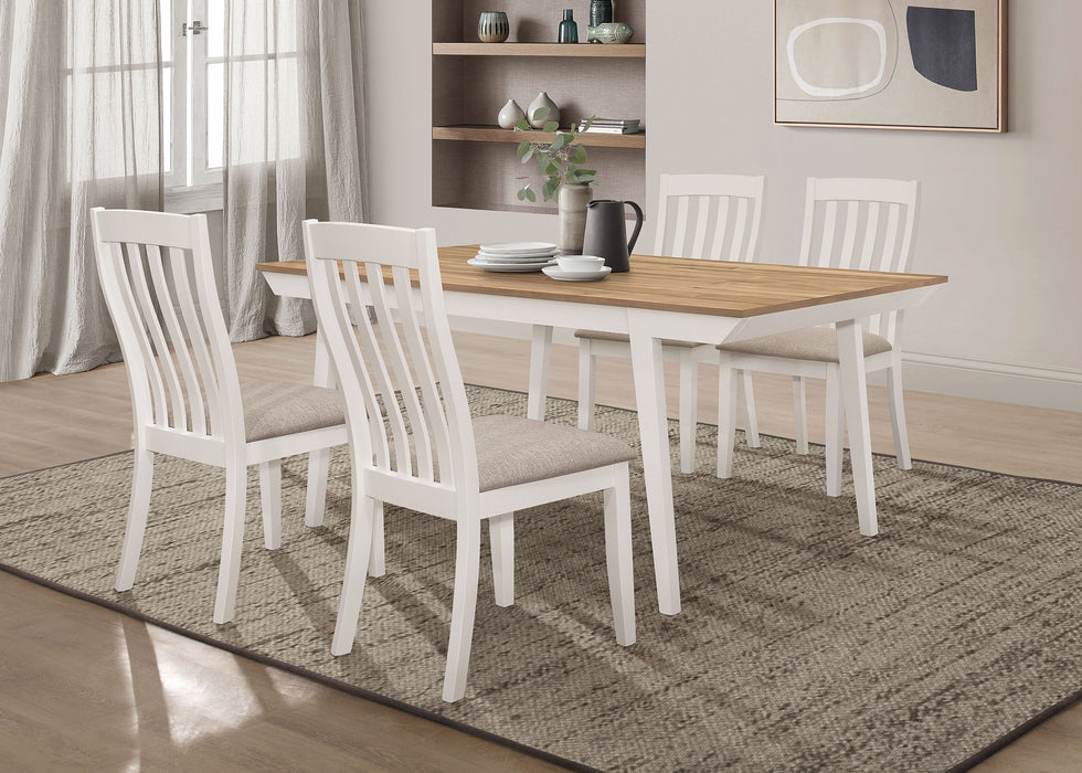 Anwar Rectangular Dining Table Set Natural Acacia and Off White - Premium Dining Room Set from Coaster Z2 Standard - Just $918! Shop now at Furniture Wholesale Plus  We are the best furniture store in Nashville, Hendersonville, Goodlettsville, Madison, Antioch, Mount Juliet, Lebanon, Gallatin, Springfield, Murfreesboro, Franklin, Brentwood