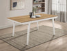 Anwar Rectangular Wood Dining Table Natural Acacia and Off White - Premium Dining Table from Coaster Z2 Standard - Just $446! Shop now at Furniture Wholesale Plus  We are the best furniture store in Nashville, Hendersonville, Goodlettsville, Madison, Antioch, Mount Juliet, Lebanon, Gallatin, Springfield, Murfreesboro, Franklin, Brentwood