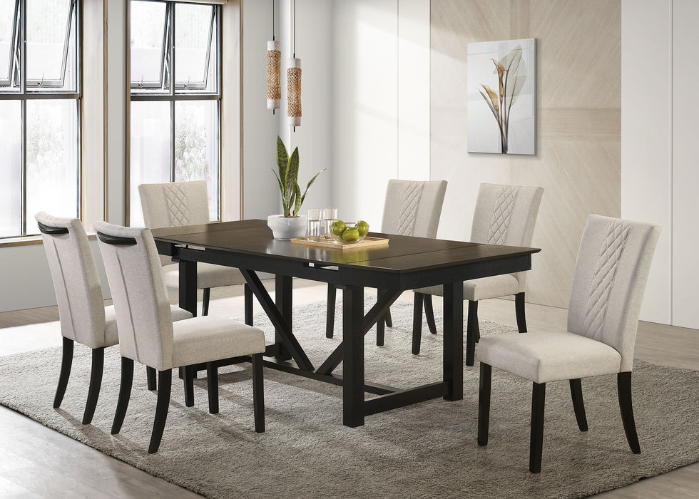 Malia Rectangular Dining Table Set with Refractory Extension Leaf Beige and Black - Premium Dining Room Set from Coaster Z2 Standard - Just $998! Shop now at Furniture Wholesale Plus  We are the best furniture store in Nashville, Hendersonville, Goodlettsville, Madison, Antioch, Mount Juliet, Lebanon, Gallatin, Springfield, Murfreesboro, Franklin, Brentwood