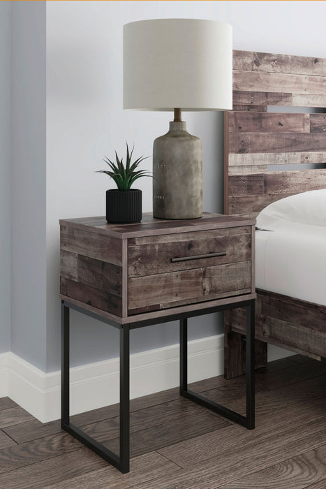 Neilsville - One Drawer Night Stand - Black / Gray – Accent Nightstands by Signature Design by Ashley® at Furniture Wholesale Plus , Nashville furniture store