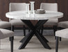 Xena - White Marble Top Round Table - Black – Dining Tables by Steve Silver Furniture at Furniture Wholesale Plus , Nashville furniture store