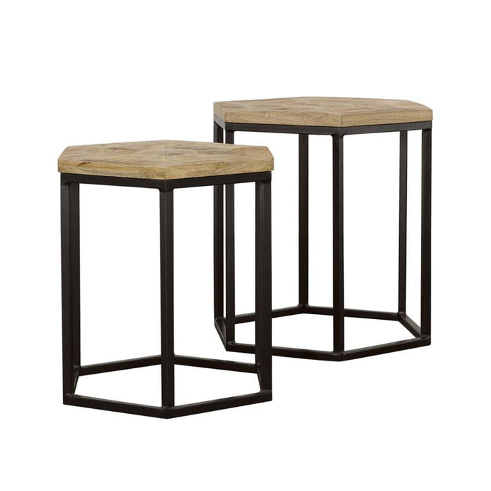 Adger - 2 Piece Hexagonal Nesting Tables - Natural And Black - Premium Nesting Tables from CoasterEssence - Just $399! Shop now at Furniture Wholesale Plus  We are the best furniture store in Nashville, Hendersonville, Goodlettsville, Madison, Antioch, Mount Juliet, Lebanon, Gallatin, Springfield, Murfreesboro, Franklin, Brentwood