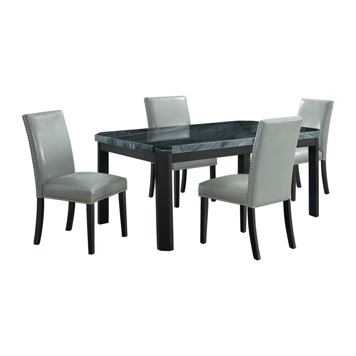 Francesca - Rectangular 5 Piece Gray PU Chairs Dining Set, Table & Four Chairs - Gray Marble – 5 Piece Dining Room Sets by Elements International at Furniture Wholesale Plus , Nashville furniture store