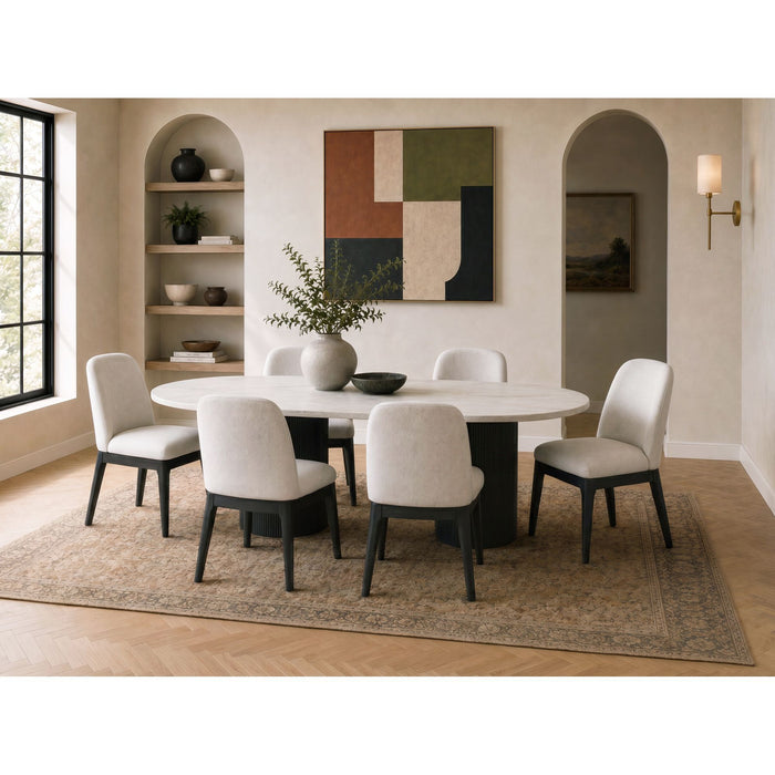 Sylvie - 7 Piece Standard Height Dining Set (Oval Table And Six Chairs) - Black With Grain – 7 Piece Dining Room Sets by Elements International at Furniture Wholesale Plus , Nashville furniture store