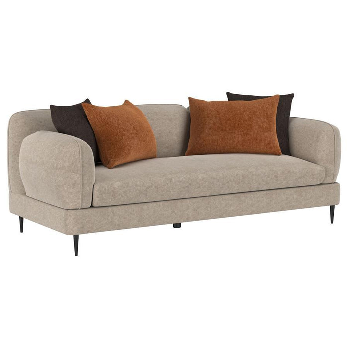 Jade - Chenille Upholstered Modern Track Arm Sofa – Stationary Sofas by Coaster Fine Furniture at Furniture Wholesale Plus , Nashville furniture store
