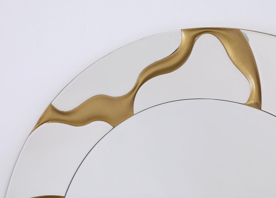 Dorinda - Round Kintsugi Style Wall Mirror - Gold – Wall Mirrors by Coaster Fine Furniture at Furniture Wholesale Plus , Nashville furniture store