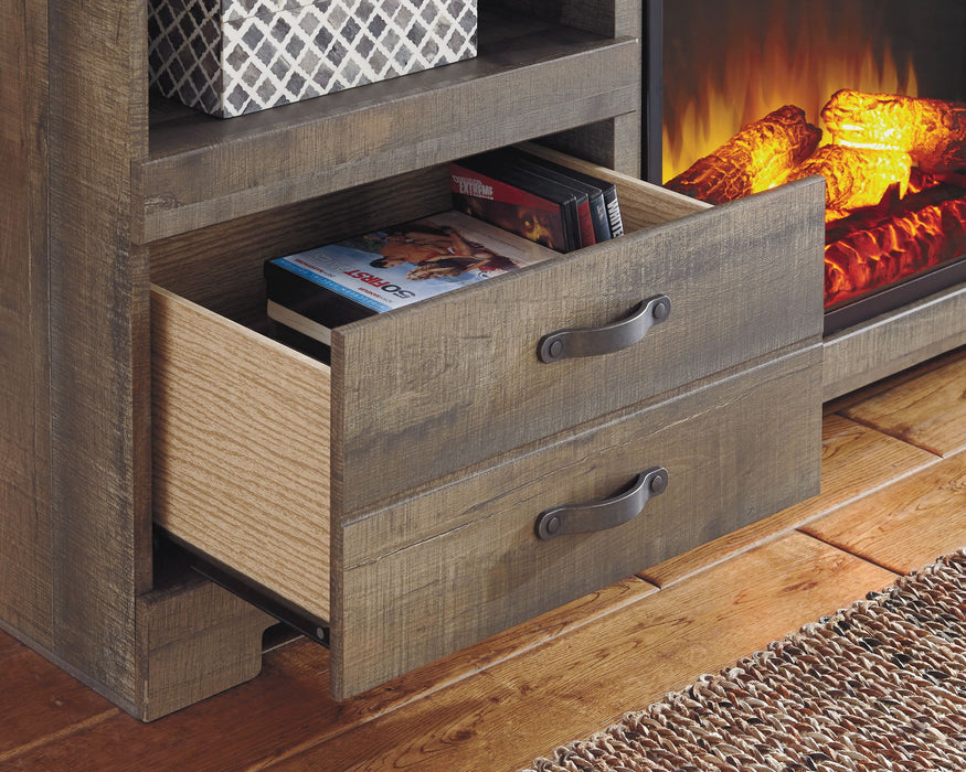 Trinell - 63" TV Stand With Glass/Stone Fireplace Insert - Brown – Fireplace TV Stands by Signature Design by Ashley® at Furniture Wholesale Plus , Nashville furniture store