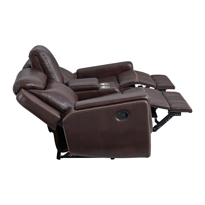 Panther - Motion Loveseat With Console - Neono Brown – Reclining Loveseats by Elements International at Furniture Wholesale Plus , Nashville furniture store