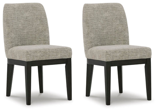 Burkhaus - Dining UPH Side Chair (Set of 2) - Beige / Dark Brown – Chair Sets by Signature Design by Ashley® at Furniture Wholesale Plus , Nashville furniture store